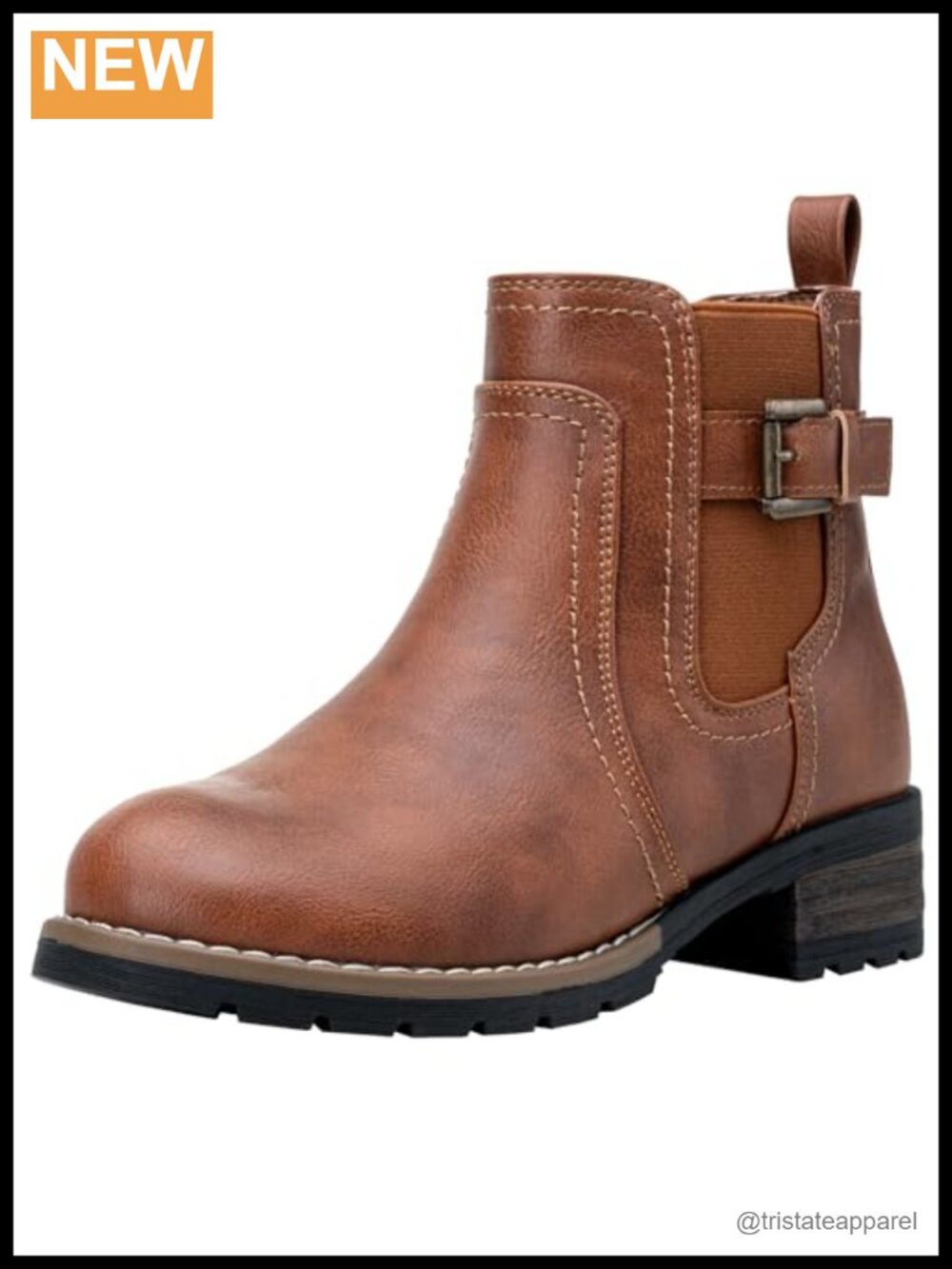 Women's Chelsea Ankle Boots Low Heel Side Zip Faux Leather